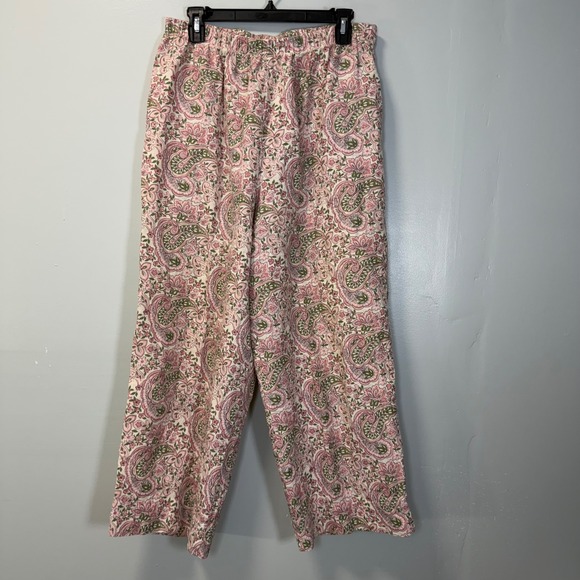 Hot Cotton by Marc Ware Pants - Vintage Hot Cotton by Marc Ware Pink Green Paisley Linen Pants XL Cottagecore